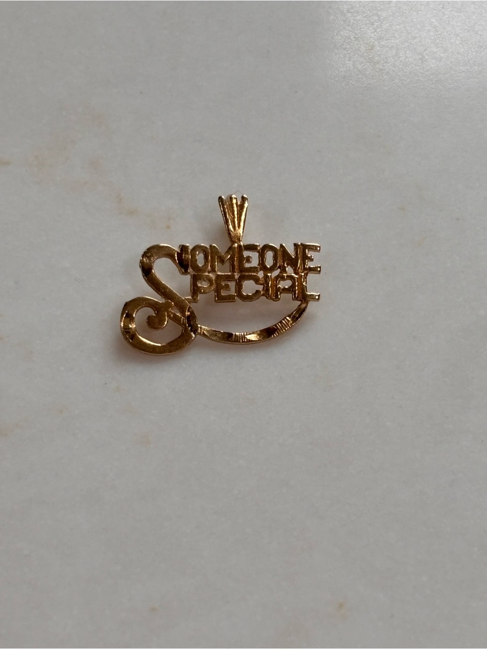 Vintage 14K Gold Someone Special Diamond-Cut Pendant Charm